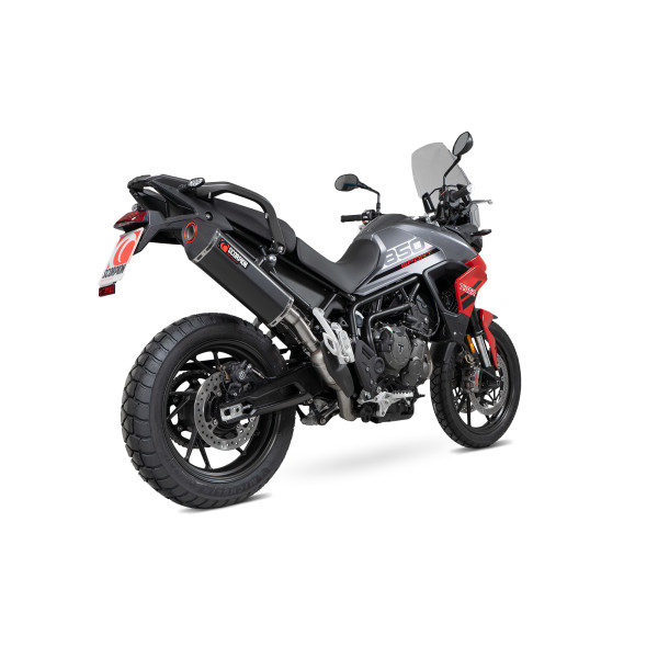 Scorpion Exhaust Triumph Tiger 850 2021 - 2023 Serket Parallel Slip-on Black Ceramic Coated Sleeve. Fits with panniers